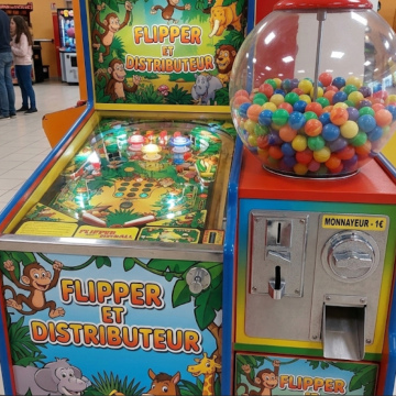 Location Flipper avec distributeur de balles rebondissantes (monnayeur)